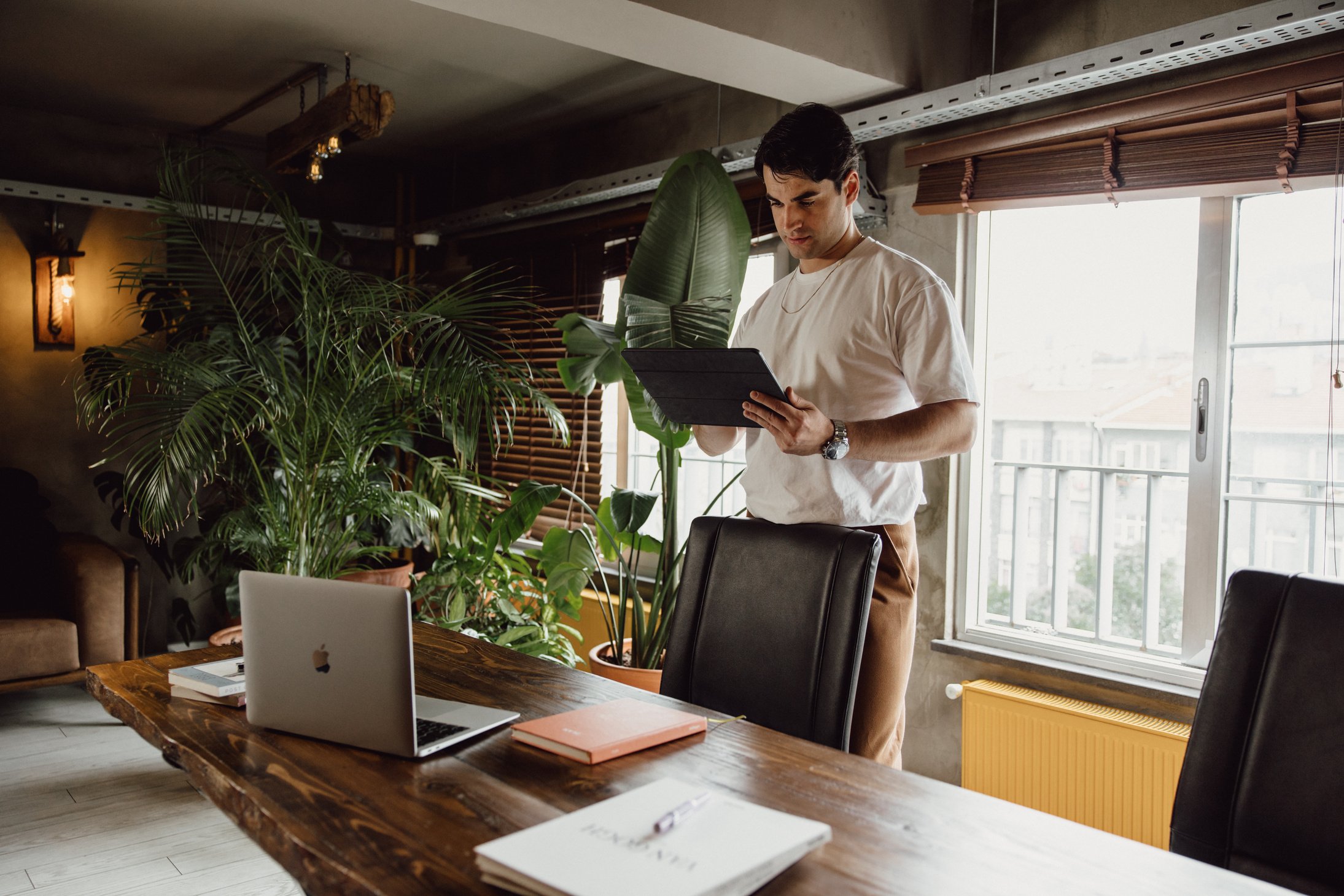 Man Using His Tablet in the Office